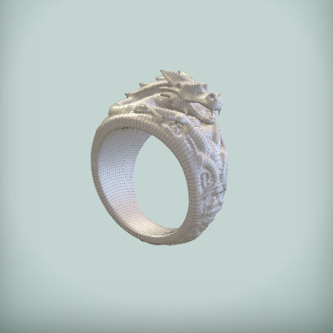 3D design of a dragon ring generated with Rodin AI