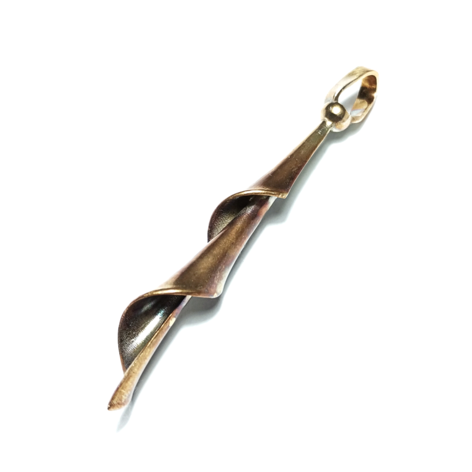 Twisted spiral bronze pendant jewelry design cast using lost wax casting by Quim Nea