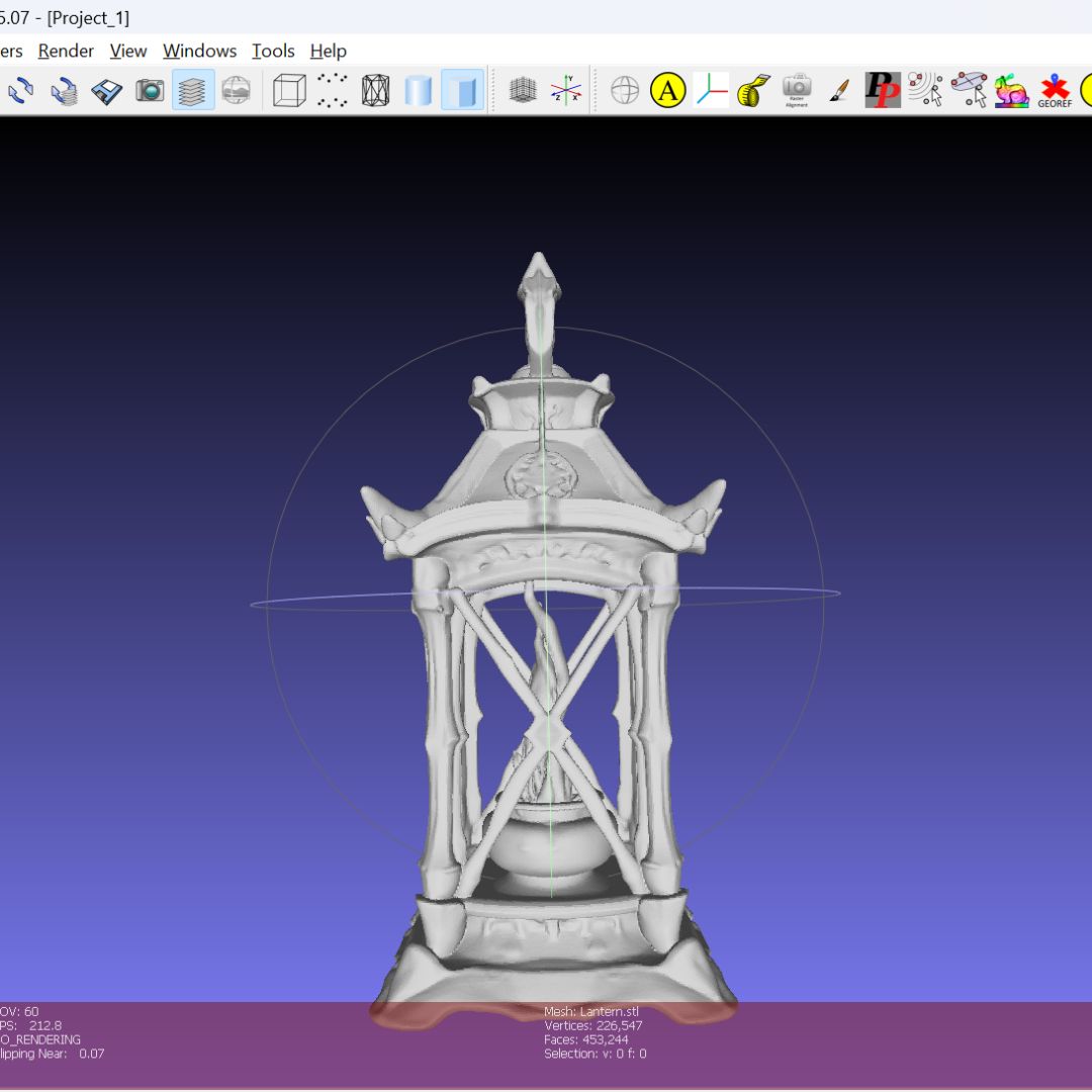 High polygon STL model with 453244 faces before mesh simplification in MeshLab